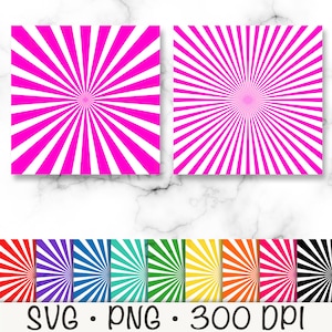 Starburst Digital Paper SVG, PNG, Sunburst Background Bundle, Colorful, Rainbow Colors, Scrapbook, Digital Download