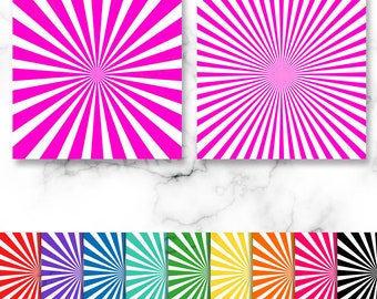 Carta digitale Starburst SVG, PNG, Pacchetto di sfondi Sunburst, Colorato, Colori arcobaleno, Scrapbook, Download digitale