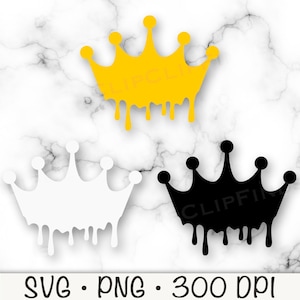 Dripping Crown SVG Vector Cut File and PNG Transparent Background Clip Art Instant Download