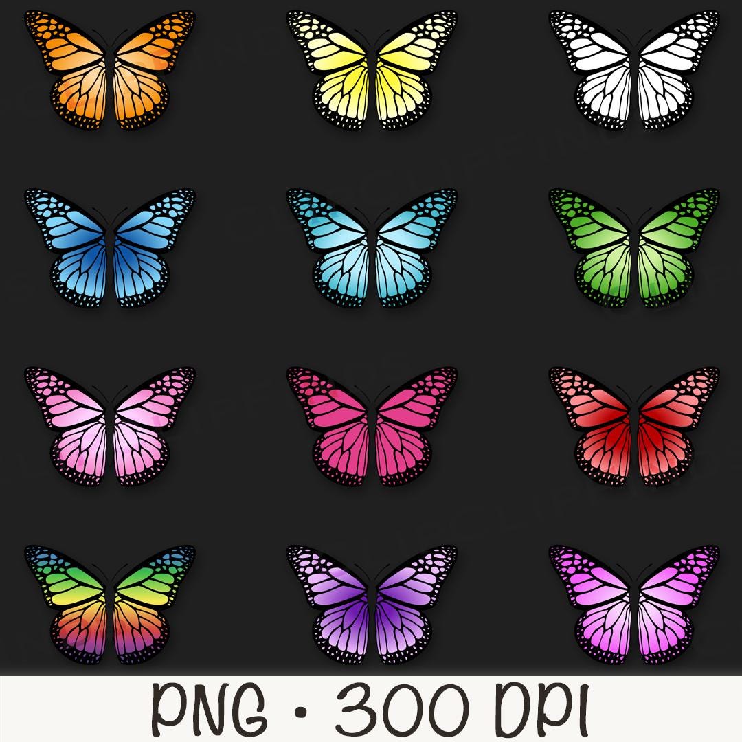 蝶のクリップアート、蝶のバンドルパックPNG、蝶のPNG、カラフルな蝶