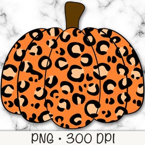 Leopard Print Pumpkin, Orange Leopard Animal Print Pumpkin, PNG Transparent Background, Clipart, Sublimation, Instant Digital Download