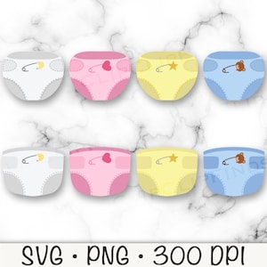 Fraldas SVG, fraldas PNG clipart, fralda azul, fralda rosa, fralda amarela, fralda branca, revelação de gênero, chá de bebê, download digital