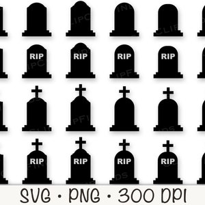 RIP Tombstone Halloween Black Gravestone Bundle With and Without Cross ...