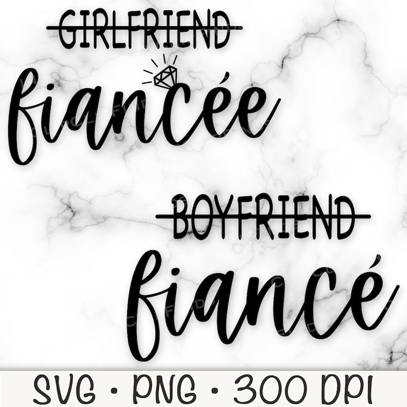 Girlfriend Fiancee, Boyfriend Fiance, Newly Engaged SVG, Cursive ...
