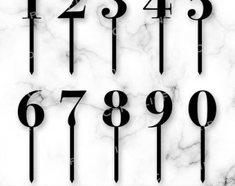 Cake Topper Numbers SVG, Cake Topper SVG, Cupcake Topper, PNG, Birthday Topper Svg, Elegant, Topper with Sticks, Vector, Digital Download