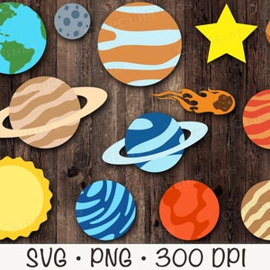 Planètes SVG, espace PNG, clipart système solaire, téléchargement numérique immédiat
