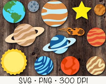 Planets SVG, Space PNG, Solar System Clipart, Instant Digital Download