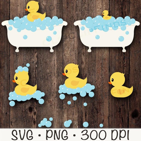 Rubber Ducky SVG, Rubber Duck in a Tub, Bubble Bath, Baby Duck PNG, Baby Shower Clipart, Quack, Bath Time, Digital Download
