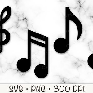 Muzieknoten SVG, vectorbestanden gesneden, muzieknoten PNG, transparante achtergrond, muzieknoten-illustraties, instant digitale download