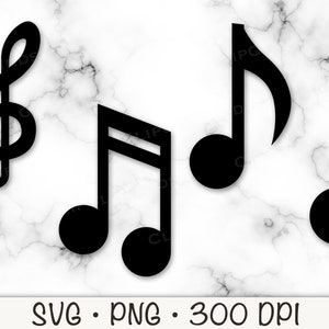 Musiknoten SVG, Vektordateien, Musiknoten PNG, transparenter Hintergrund, Musiknoten Clip Art, sofortiger digitaler Download Bild 1