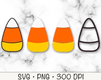 Candy Corn, Bundle, Black  Outline, SVG Vector Cut File and PNG Transparent Background, Clip Art, Instant Digital Download