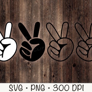 Segno di pace, dita della mano della pace, file SVG vector cut e sfondo trasparente PNG, clip art, download digitale istantaneo
