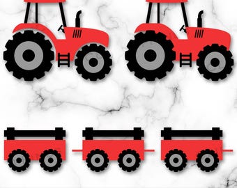 Red Tractor Truck SVG: Farm Wagon Clipart (Digital Download)