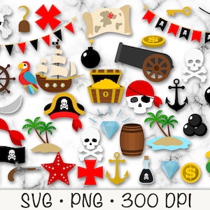 Imágenes prediseñadas de piratas, SVG pirata, PNG pirata, imágenes prediseñadas de piratas lindas, descarga digital instantánea