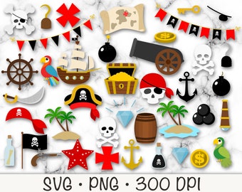 Clipart pirate, pirate SVG, pirate PNG, clipart pirate mignon, téléchargement numérique immédiat