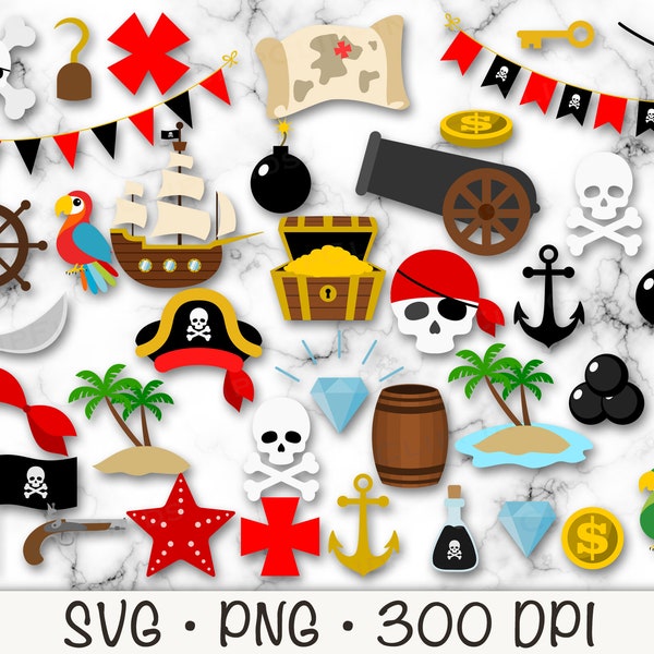 Clipart pirate, pirate SVG, pirate PNG, clipart pirate mignon, téléchargement numérique immédiat