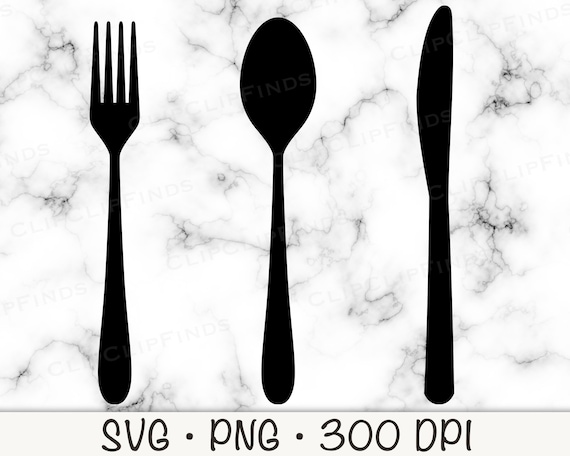 Spoon, Fork, and Knife Silverware Individual Utensils SVG Vector ..., حجم الصورة 570x456