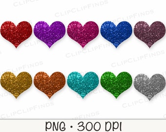 Faux Sequin Hearts, kleurrijke harten, Shimmer Hearts, Glitter Hearts, PNG, Hearts Clipart, Instant Digitale Download