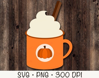 Clip art de taza de café con leche y especias de calabaza: SVG, PNG (descarga digital)