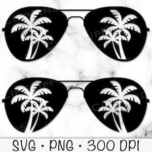Palm Tree Sunglasses SVG, Aviator Sunglasses Palm Tree PNG, Summer, Vacation, Retirement, Digital Download