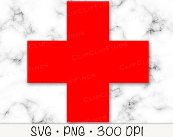 Red Cross SVG Vector Cut File and PNG Transparent Background Sublimation Clip Art Instant Download