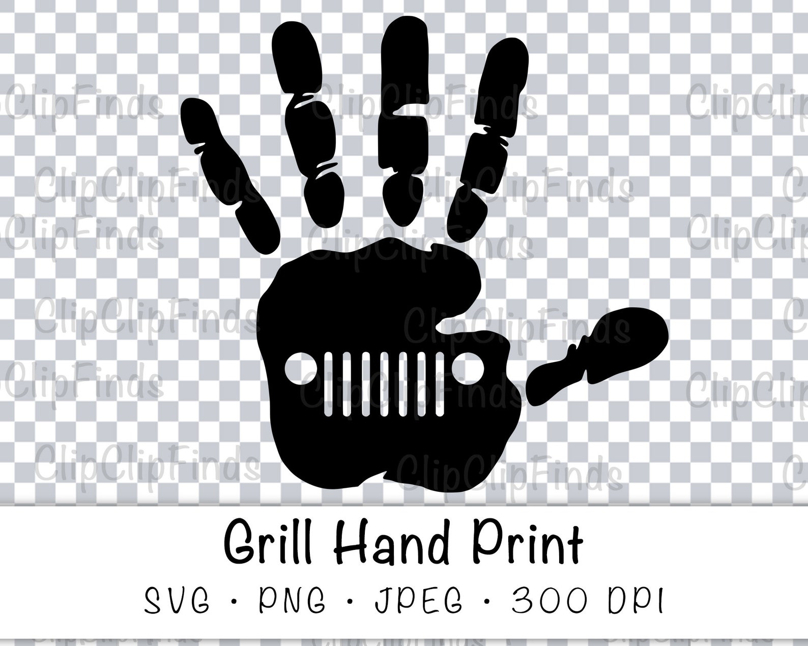 Sale Jeep Wrangler 4x4 Grill Hand Print SVG Vector Cut File | Etsy