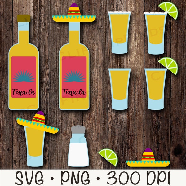 Tequila SVG, Tequila Shot SVG, Mexican Sombrero, Mexican Fiesta Party, Tequila Bottle PNG, Salt Rim Tequila, Salt Shaker, Digital Download