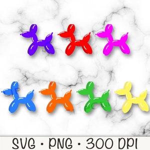 Chien ballon SVG, clipart ballon chien, chien ballon PNG, ballons chien multicolores, colorés, fête d'anniversaire, fête d'enfants, téléchargement numérique