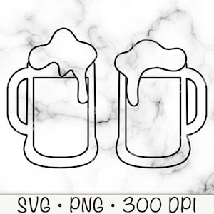 Beer Mug Outline SVG, Beer SVG, Beer PNG, Cheers, Dripping Foam, Vector, Digital Download