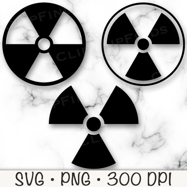 Stralingssymbool SVG, Radioactief symbool PNG, Instant Digitale Download