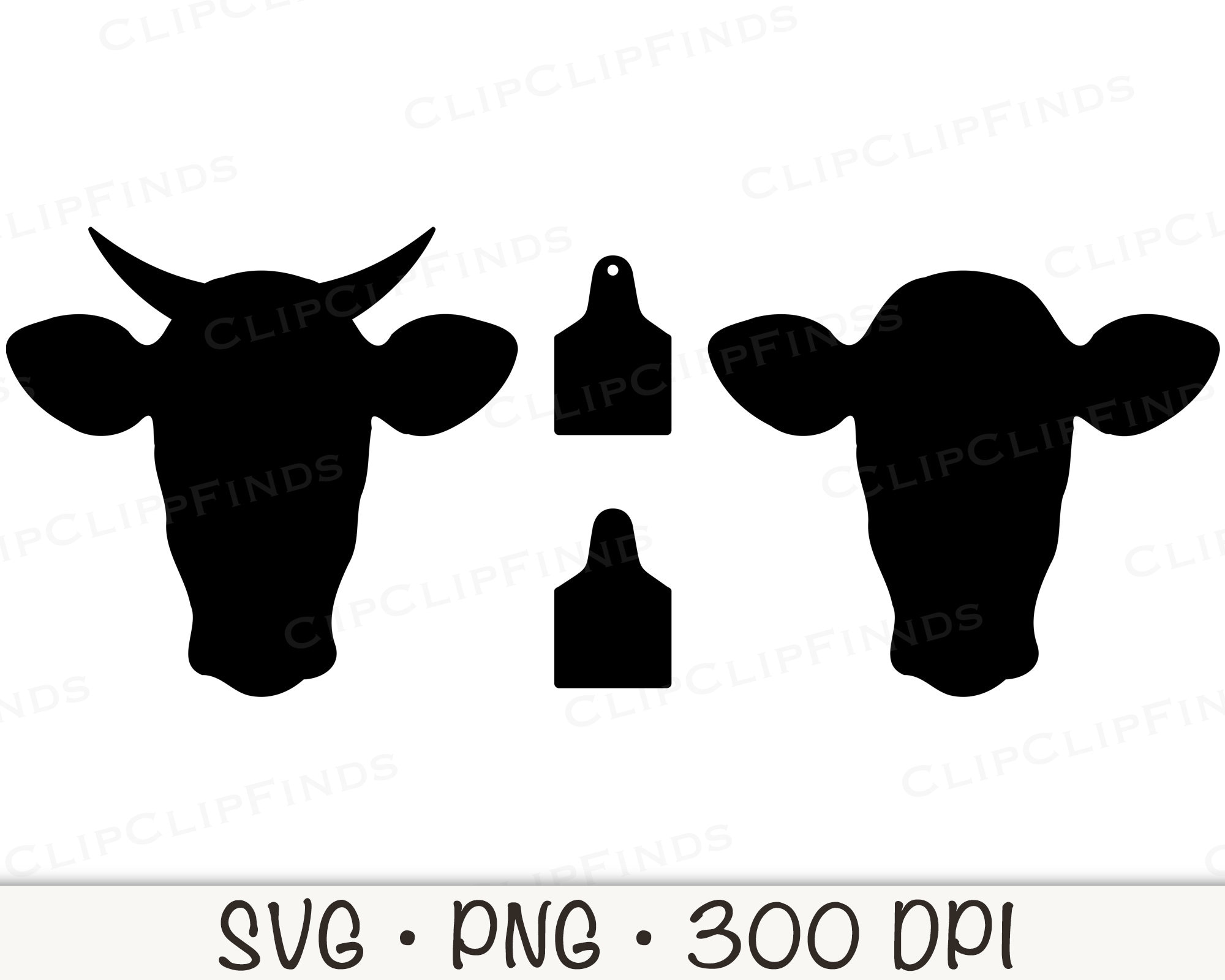 Cow Head With Tag Bull Head With Tag Horn Cow Head SVG Etsy