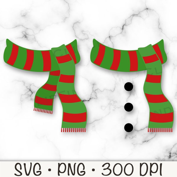 Scarf SVG, Snowman Scarf PNG, Red and Green Scarf Clip Art, Scarf with Buttons, Scarf Bundle Pack Digital Download