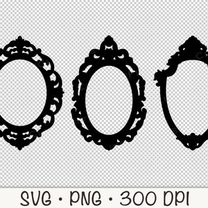 Baroque Victorian Vintage Ornate Mirror Frame Bundle, Tea Party, SVG Vector File and PNG, Transparent Background Clip Art Instant Download image 5