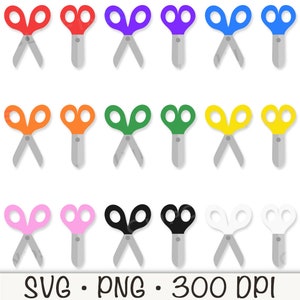Schere SVG, Schere PNG, Schere Clip Art, Schul Schere SVG, niedliche Schere, mehrfarbige Schere, Schulzubehör, digitaler Download
