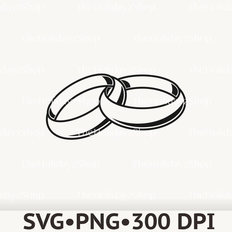 Wedding Rings Bitmap Wedding Ring SVG, Wedding Band PNG, Intertwined Ring, Interlocking Ring ...