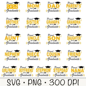 Stolze Familie des 2025-Graduierten, Senior 2025, Abschlussfeier SVG, PNG, Sublimation, T-Shirt-Datei, passendes Familienhemd SVG, digitaler Download
