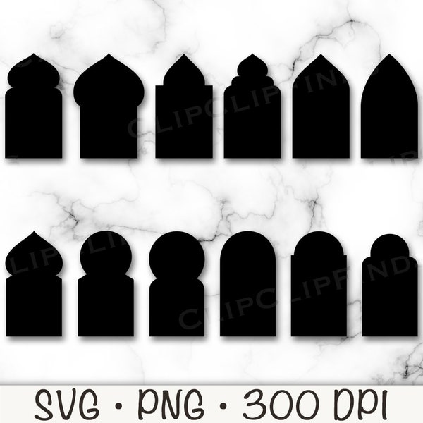 Mediterranean Arches SVG, Arabic Arches PNG, Moroccan Arches Clip Art, Islamic, Window, Door, Ornament Silhouette Shapes, Digital Download