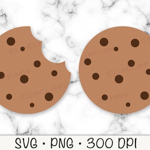 Chocolate Chip Cookies Clip Art, Bitten Chocolate Chip, Chocolate Chip SVG, PNG, Instant Digital Download