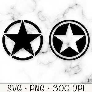 Army Star, militaire ster, SVG, PNG, insignes, Instant digitale download