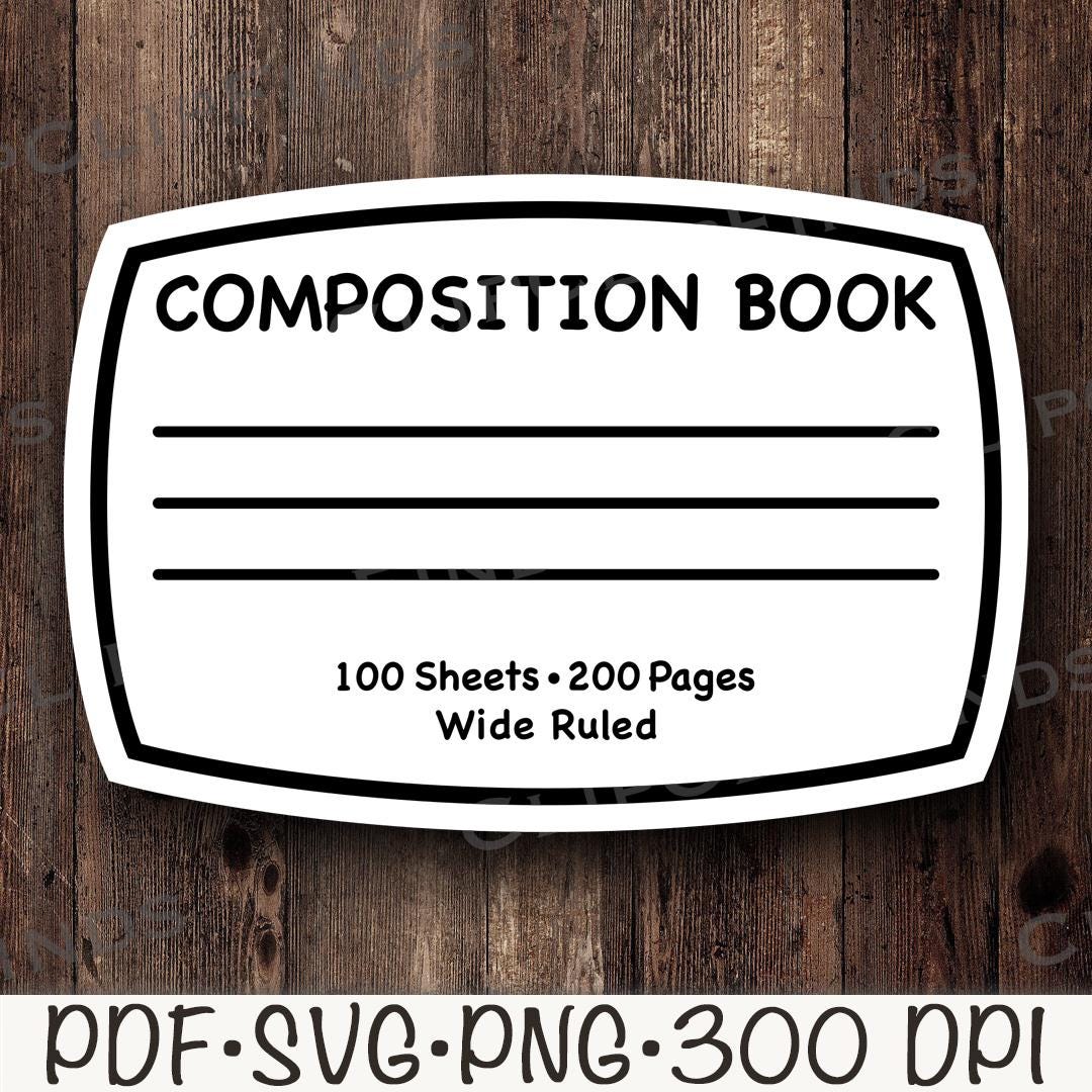Compose Labels Composition Book Label SVG, Notebook Label PNG, Cover, School Supplies ...