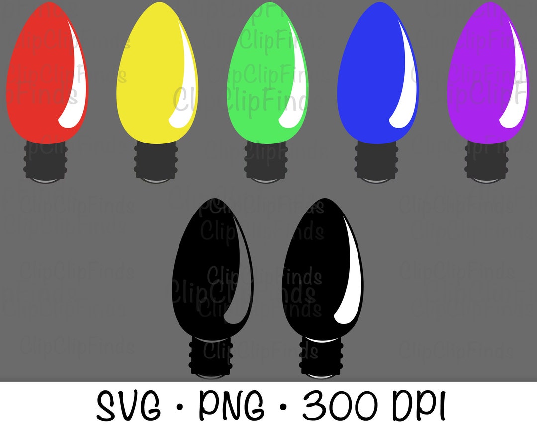 Colorful Christmas Light Bulbs SVG PNG Clipart Layered - Etsy