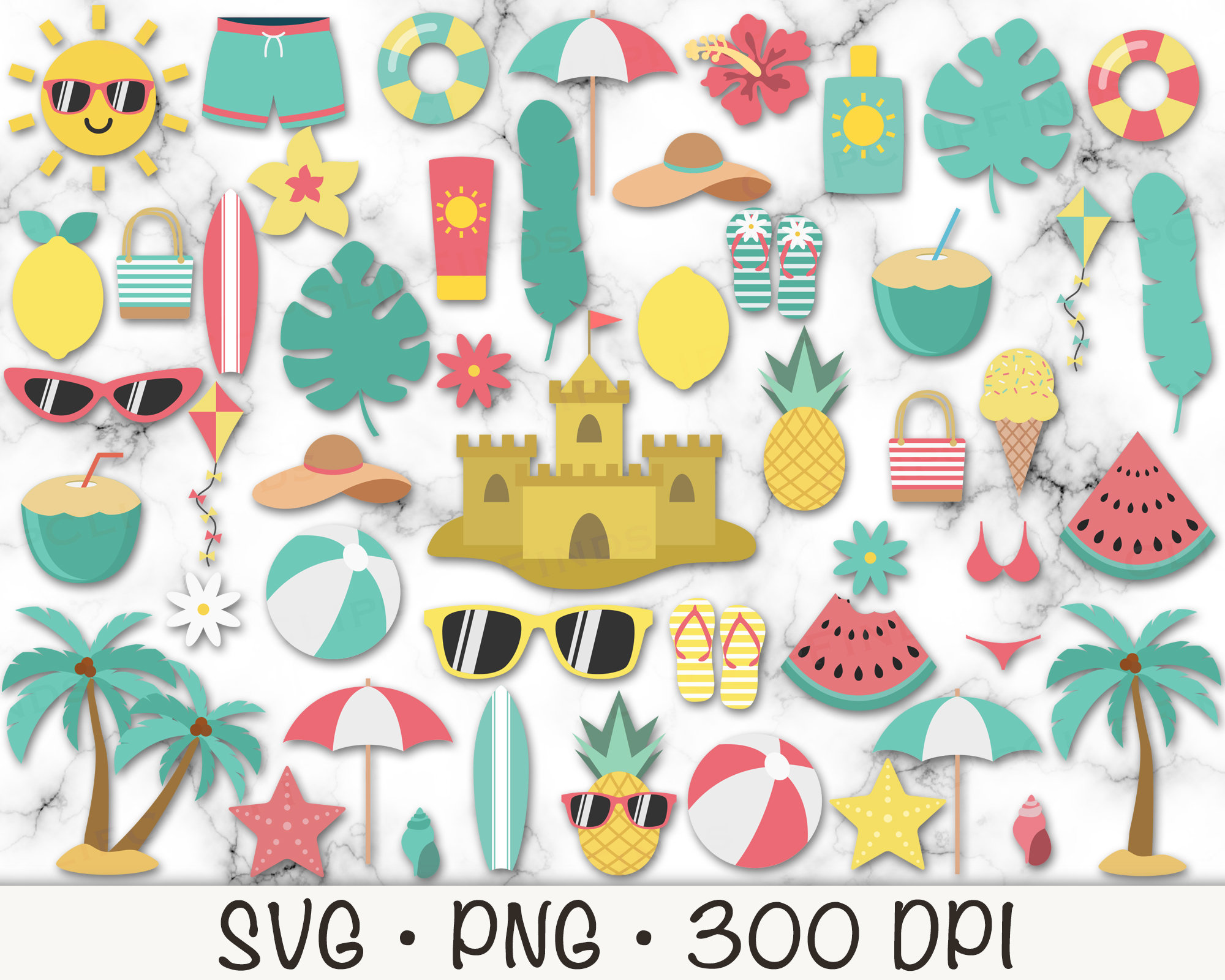 Tropical Beach Clipart Bundle: Summer SVG, PNG (digital Download) - Etsy