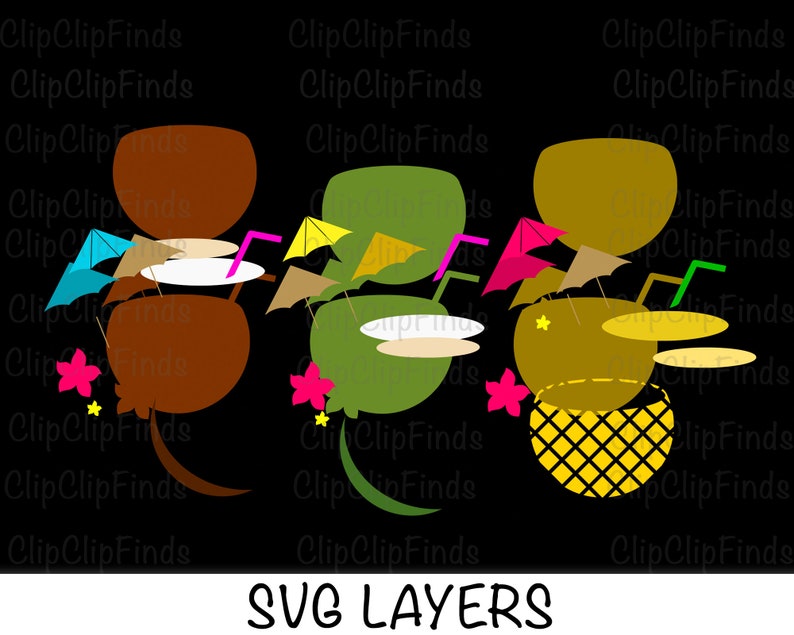 Tropical Drink Clipart: Coconut Pina Colada, SVG PNG (digital Download ...