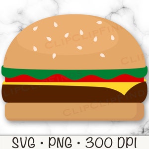 Hamburguesa SVG, Hamburguesa PNG Clipart, Comida Rápida, Descarga Digital Instantánea