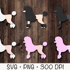 Pudel SVG, französischer Pudel Clipart, rosa Pudel PNG, schwarzer Pudel, Pudelhund, sofortiger digitaler Download