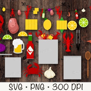Hervir cangrejos, hervir mariscos, hervir cajún, SVG, PNG, Clip Art, Descarga digital instantánea