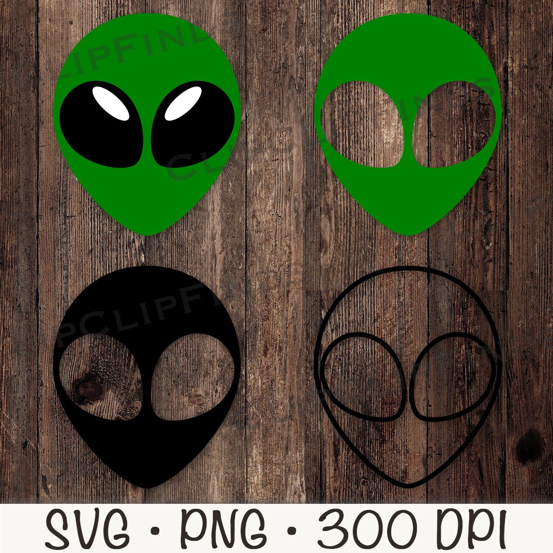 Alien Face SVG: UFO Head Clip Art (digital Download) - Etsy