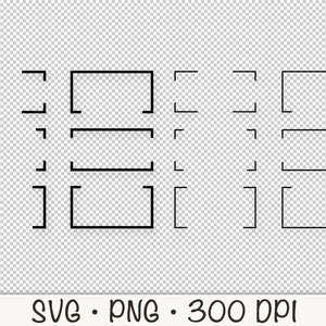 May include: A set of nine black square frames, some with a single line, some with two lines, and some with three lines. The frames are arranged in three rows of three. The frames are on a transparent background.
