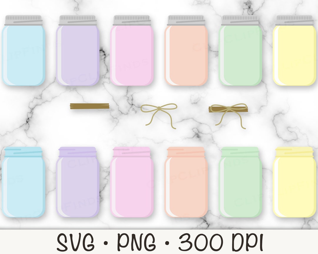 Pastel Colored Jars SVG, Jars PNG, Easter Jars, Jar Clipart, Instant
