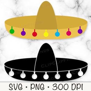 Mexican Sombrero Cinco De Mayo Fiesta SVG Vector Cut File and PNG Transparent Background Clip Art Digital Download